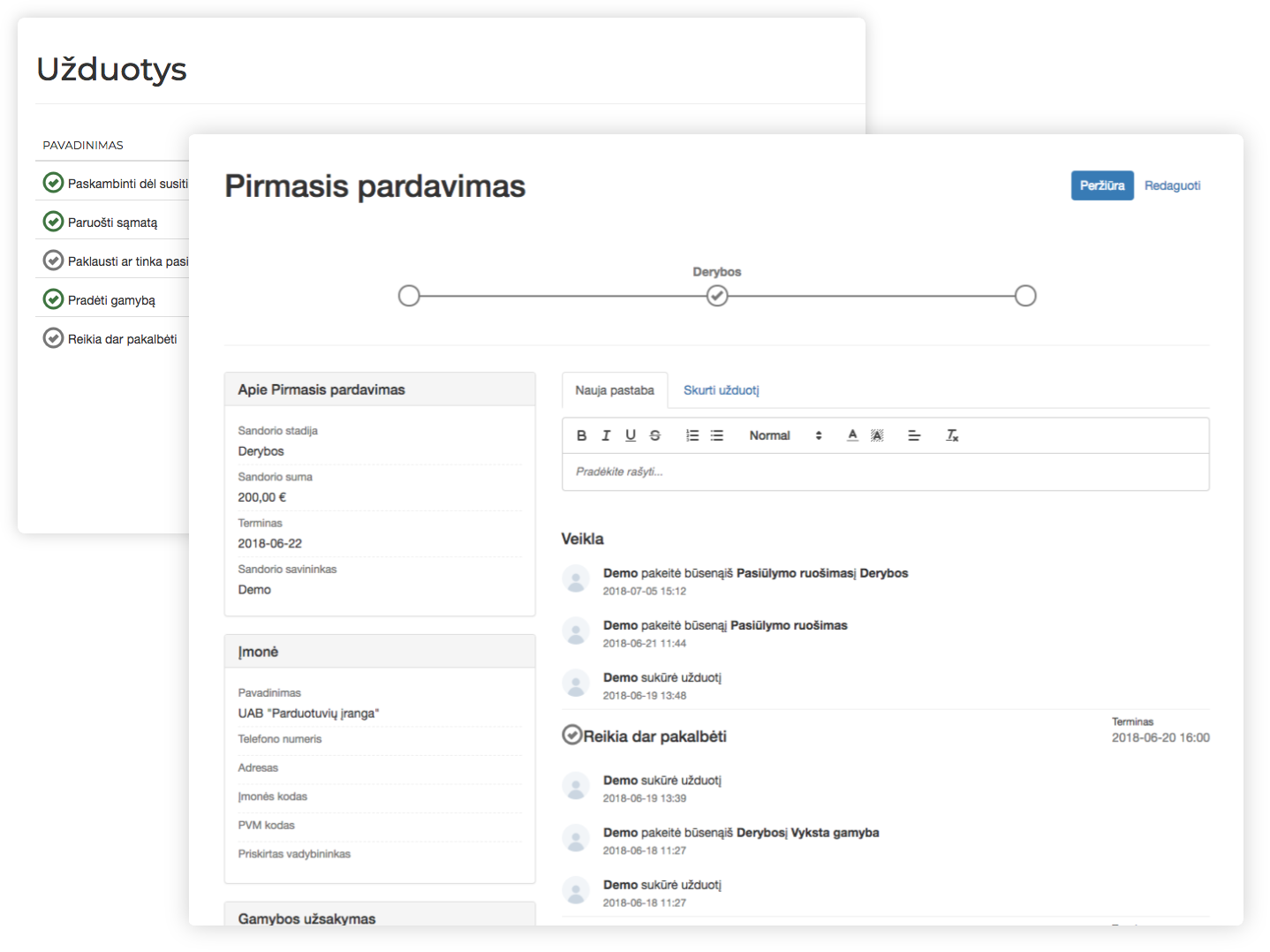 Klientų valdymas CRM
